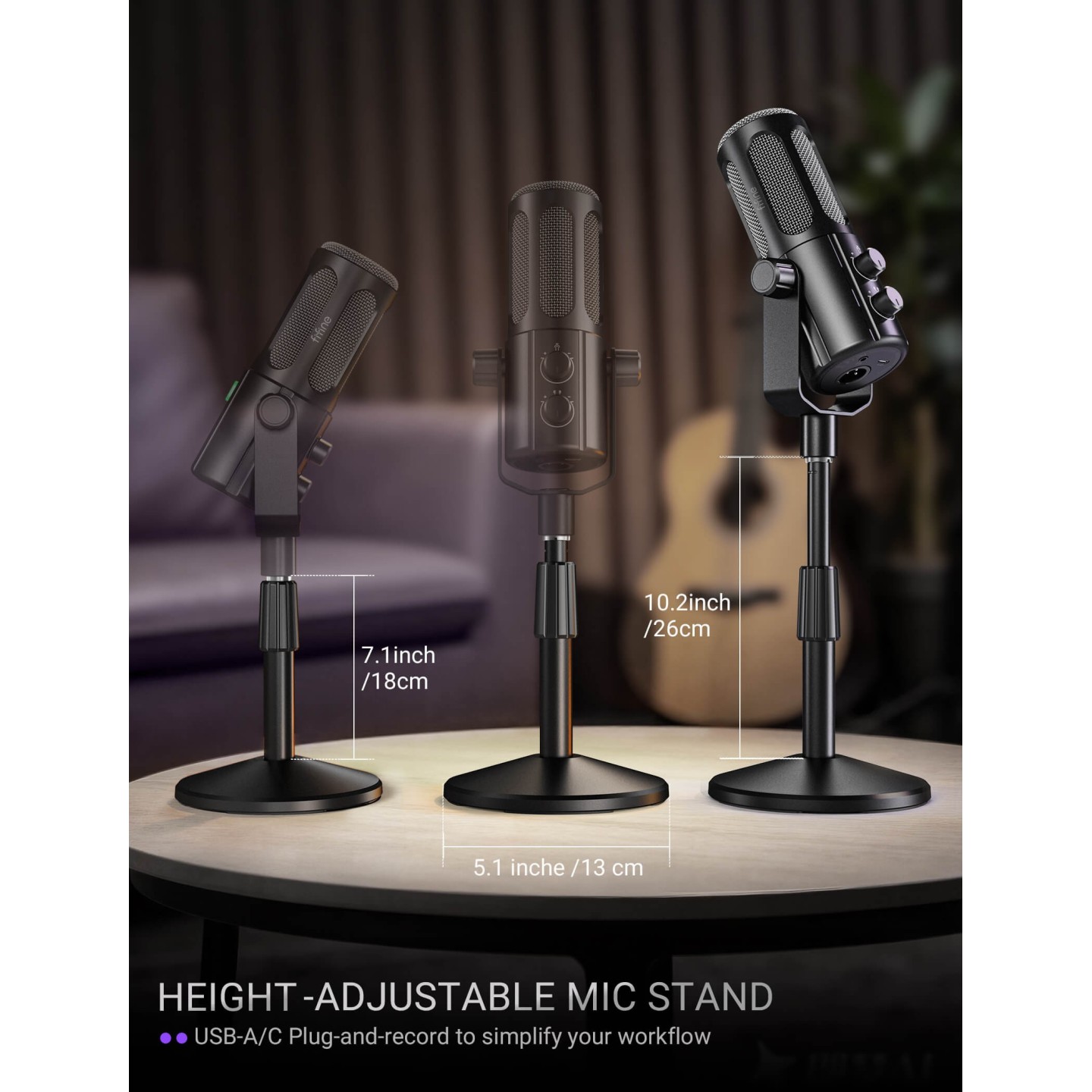 FIFINE AmpliTank TANK6S – Micro dynamique XLR/USB avec pied de table