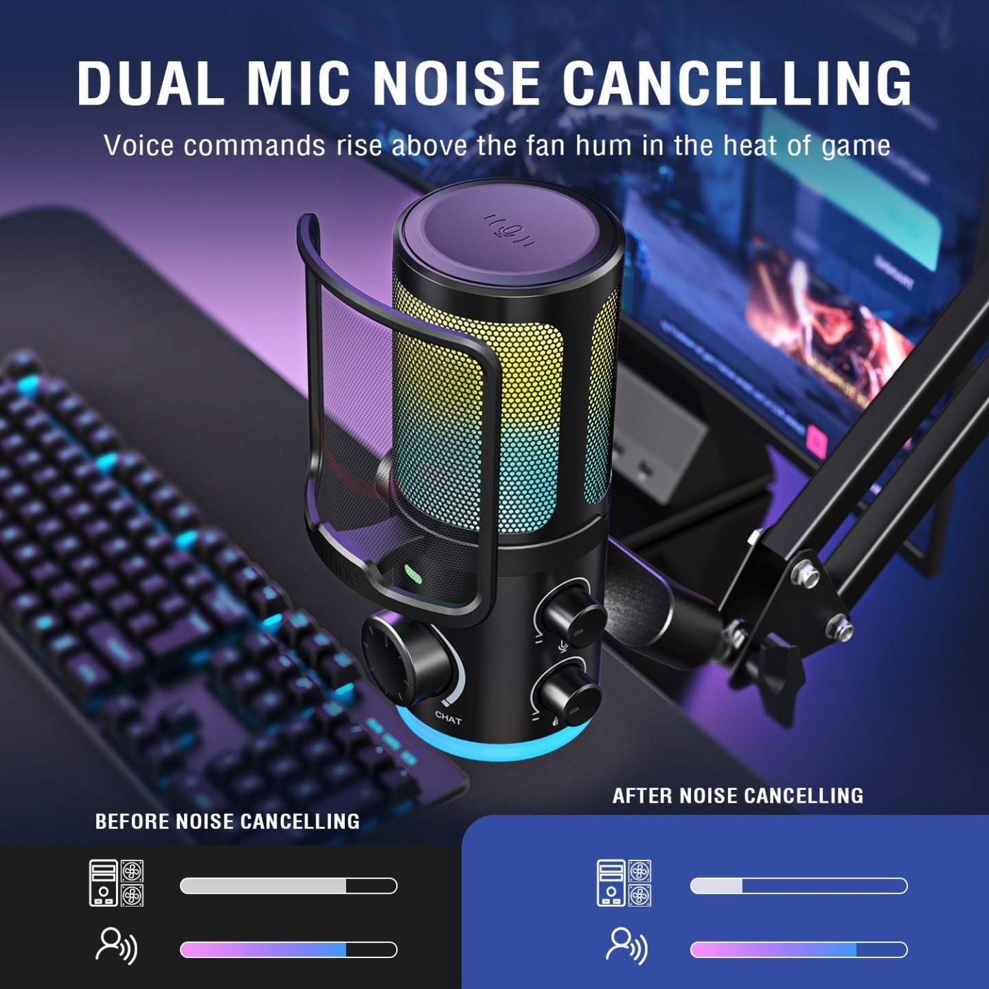 FIFINE AmpliGame AM6T – Kit micro à condensateur avec bras articulé