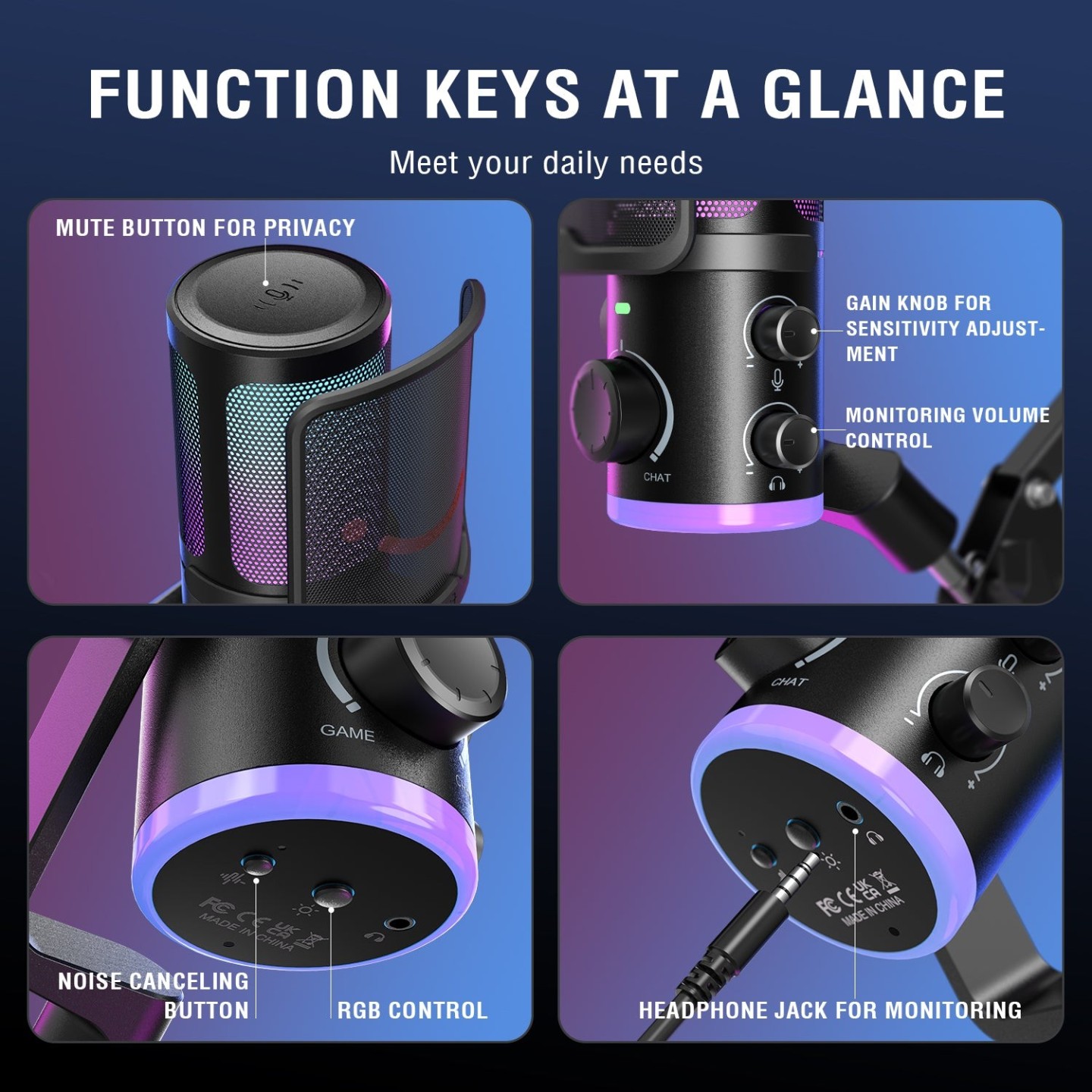FIFINE AmpliGame AM6T – Kit micro à condensateur avec bras articulé