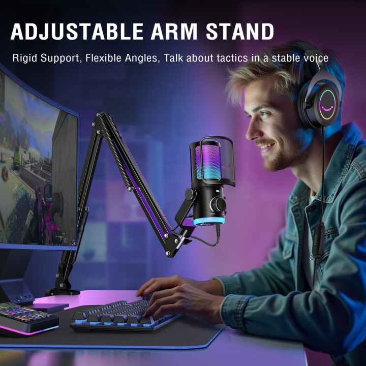 FIFINE AmpliGame AM6T – Kit micro à condensateur avec bras articulé