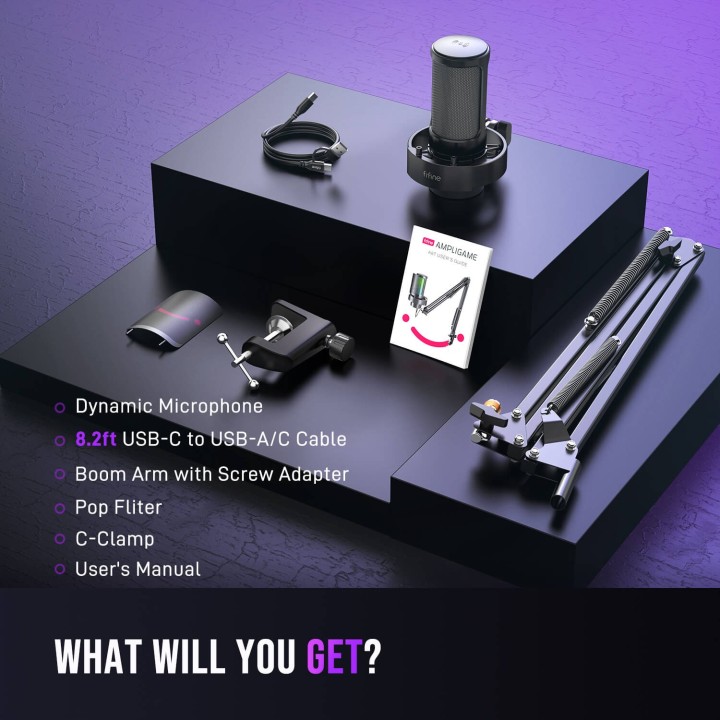 FIFINE AmpliGame A8T – Kit micro à condensateur avec bras articulé