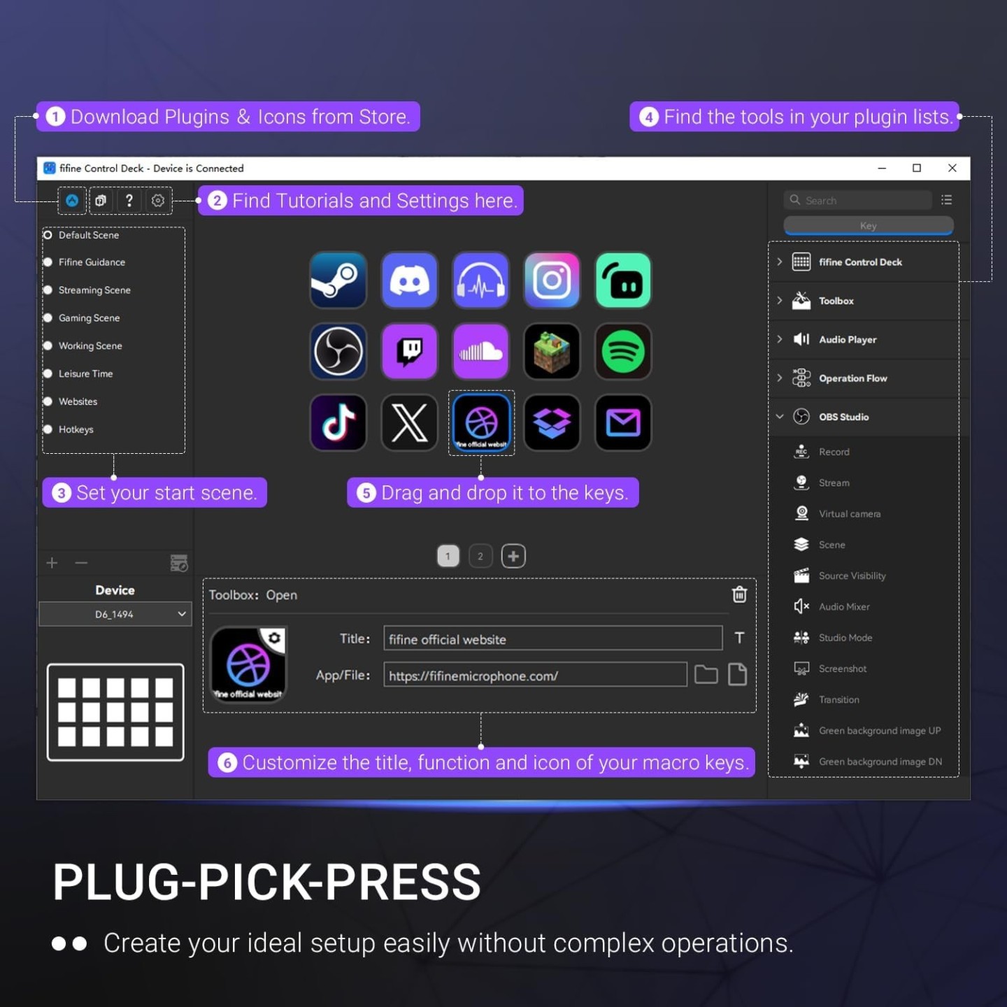FIFINE AmpliGame D6PRO – Contrôleur de stream à 15 touches macro