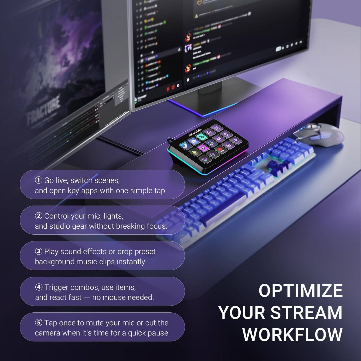 FIFINE AmpliGame D6PRO – Contrôleur de stream à 15 touches macro