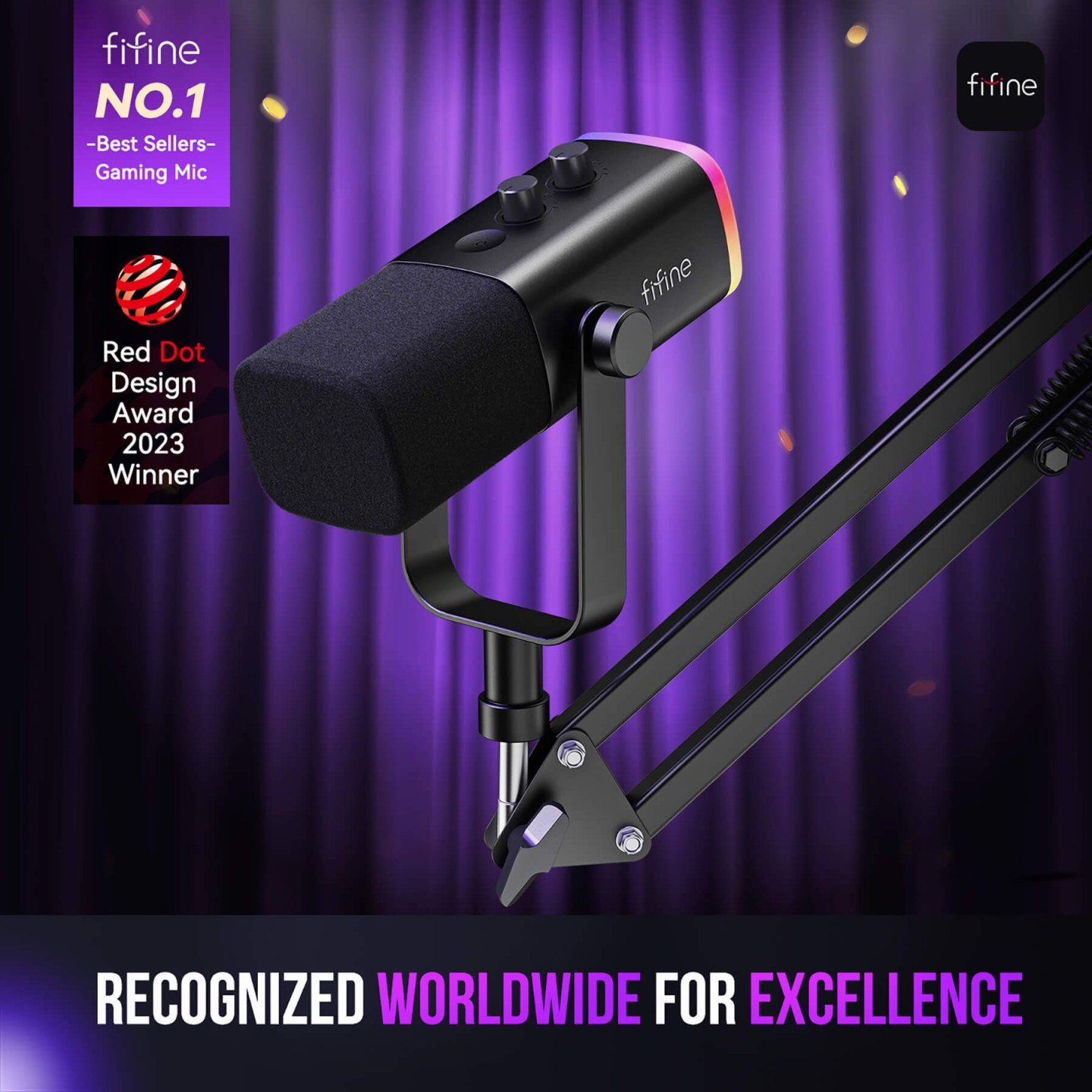 FIFINE AmpliGame AM8T – Kit micro dynamique USB/XLR avec bras articulé