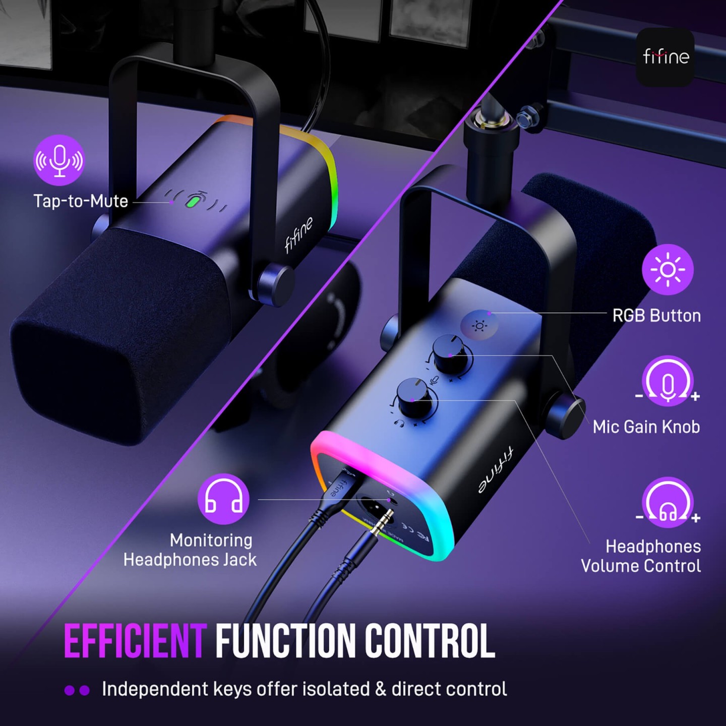 FIFINE AmpliGame AM8T – Kit micro dynamique USB/XLR avec bras articulé