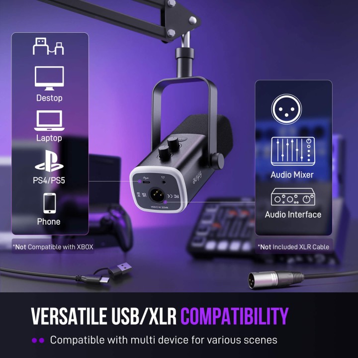 FIFINE AmpliGame AM8T – Kit micro dynamique USB/XLR avec bras articulé