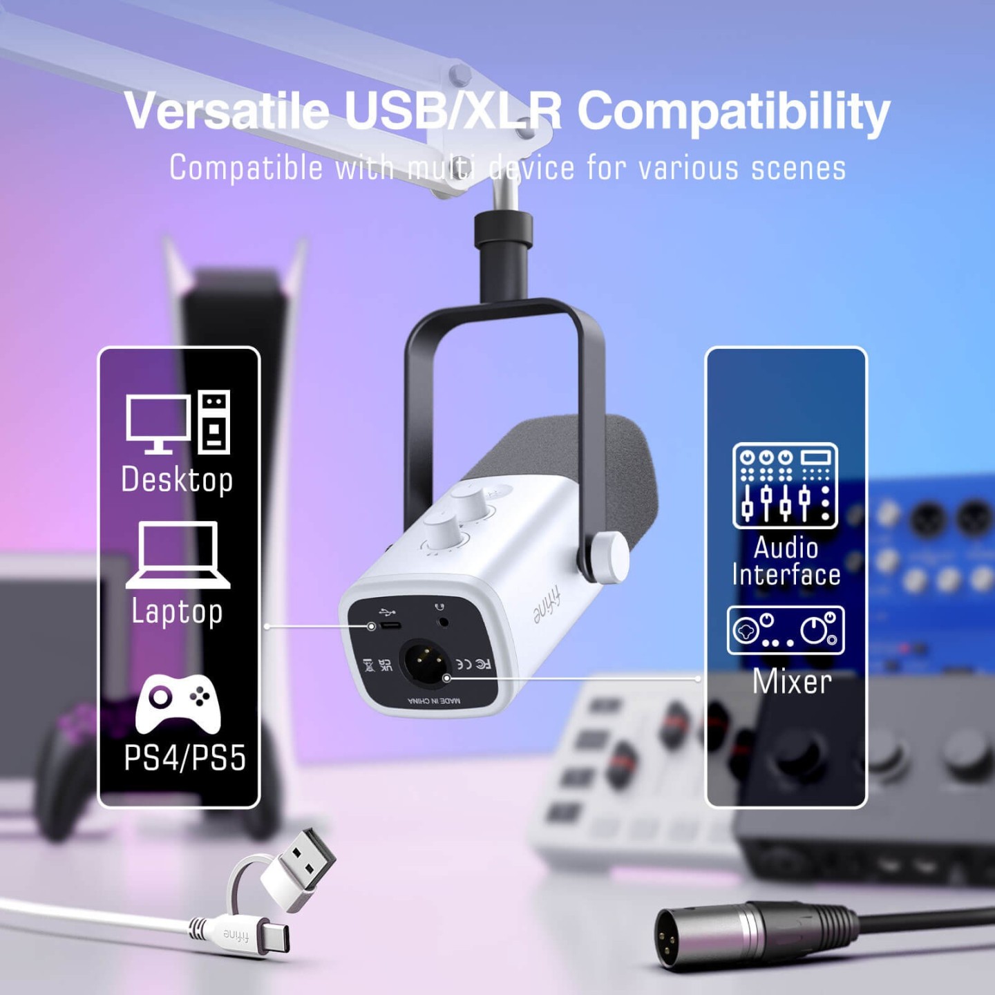 FIFINE AmpliGame AM8T – Kit micro dynamique USB/XLR avec bras articulé