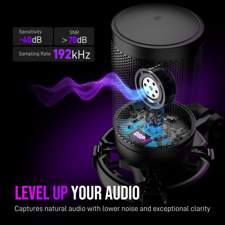FIFINE AmpliGame A6T – Kit micro à condensateur USB avec bras articulé