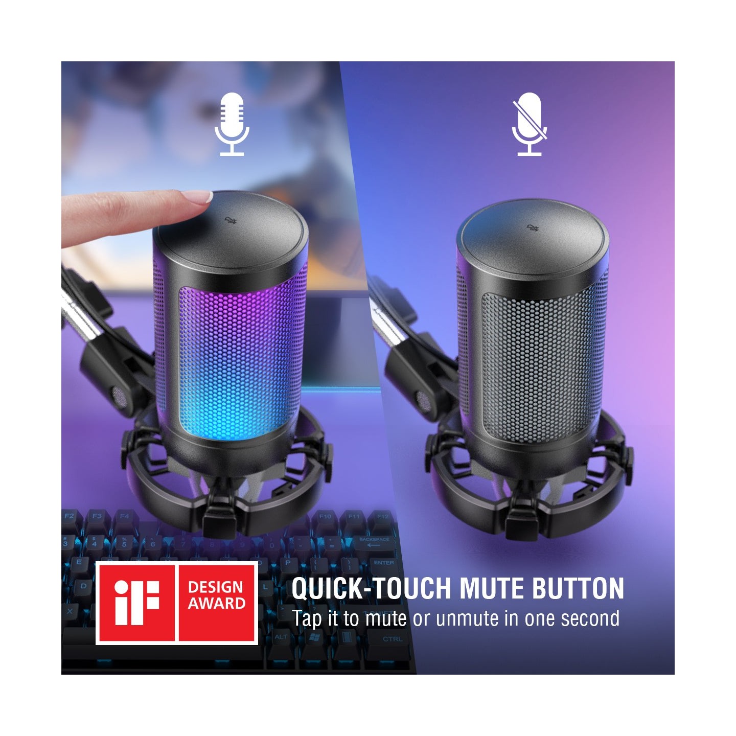 FIFINE AmpliGame A6T – Kit micro à condensateur USB avec bras articulé