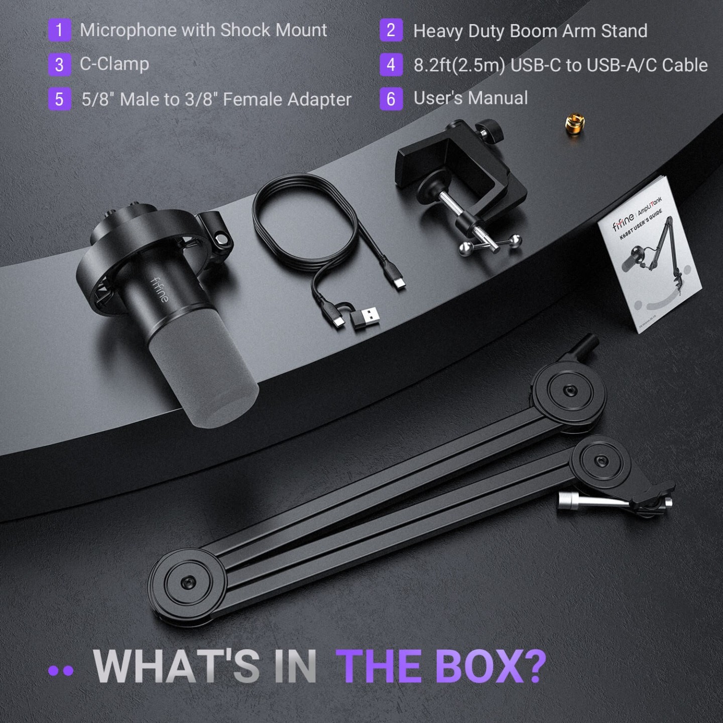FIFINE AmpliTank K688T – Kit micro dynamique USB/XLR avec bras articulé