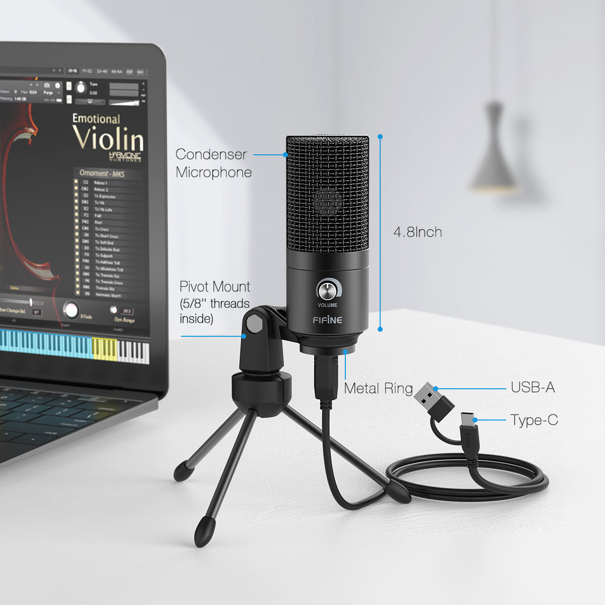 Un audio cristallin avec un micro à condensateur USB plug-and-play